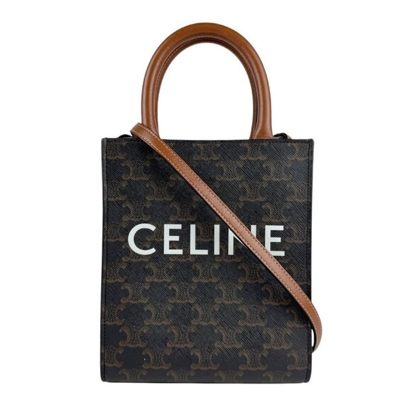 CELINE Brown Coated Canvas Shoulder Bag - Picture 1 of 5